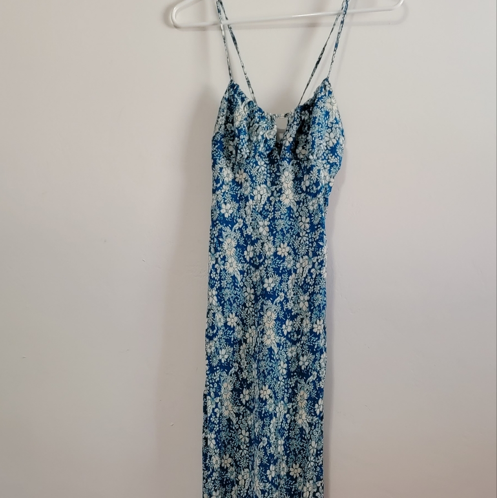 Free People Navy and White Floral Slip Maxi Dress